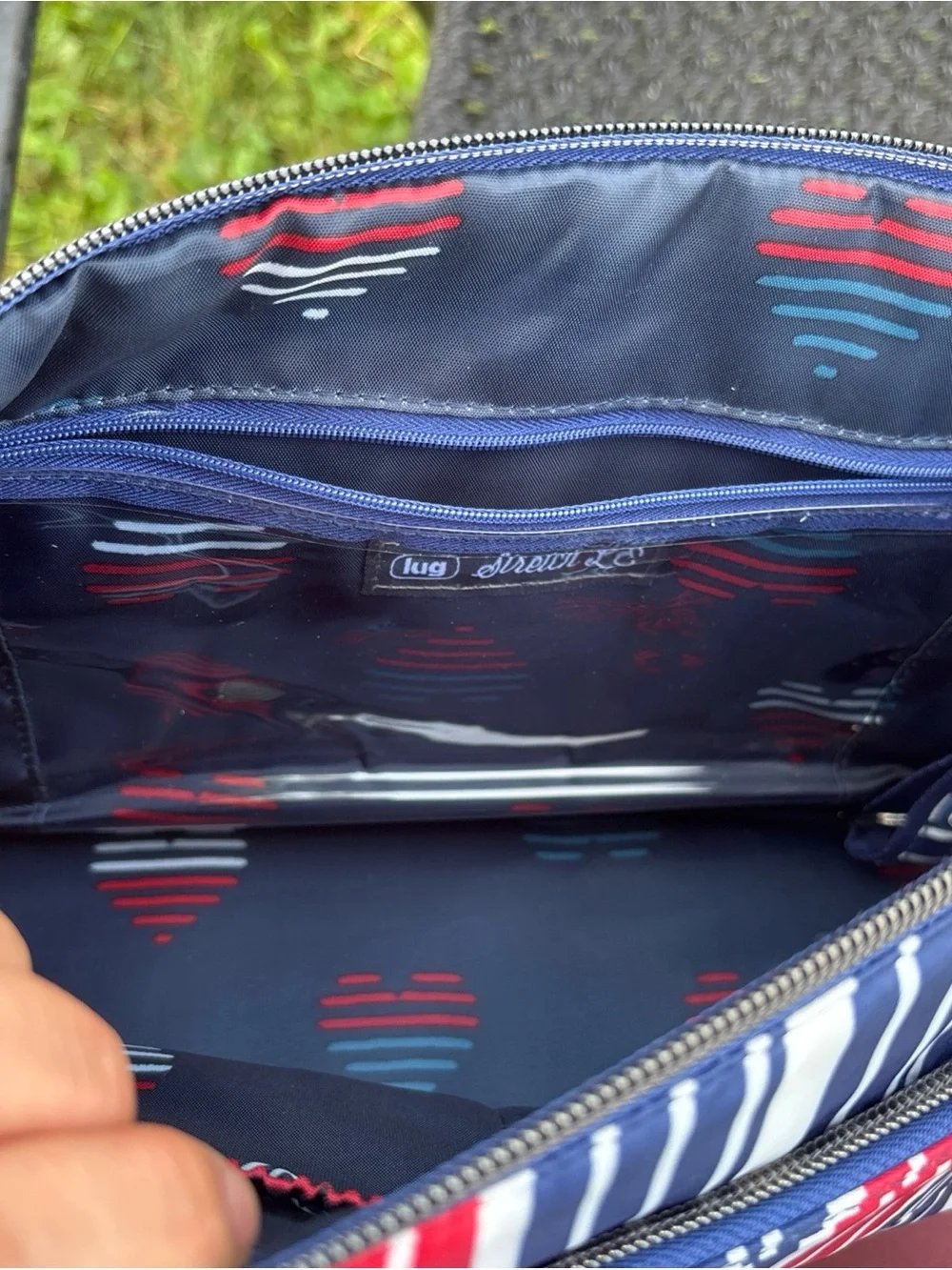 lug stretch LE Striped Crossbody Bag in Red, White & Blue NWOT unused purse USA